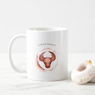 Aquarell Stier Astrologie Sternzeichen   Monogramm Kaffeetasse