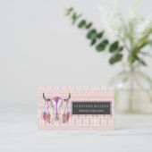 Aquarell-Stier-Schädel-Federn und Pfeil-Azteke Visitenkarte (Stehend Vorderseite)