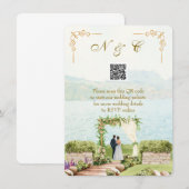 Aquarell-Stil QR-Code Hochzeit Beilagekarte Begleitkarte (Vorne/Hinten)