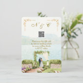 Aquarell-Stil QR-Code Hochzeit Beilagekarte Begleitkarte (Stehend Vorderseite)