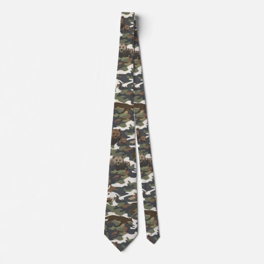 Aquarell-Stil-Tarnung Camo mit Tieren Krawatte (Vorderseite)
