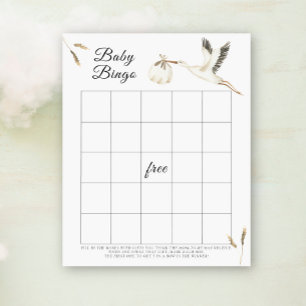 Aquarell-Storch-Baby-Bingo-Spiel