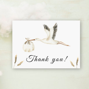 Aquarell-Storch-Baby-Shower-Dankeskarten Dankeskarte