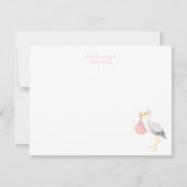 Aquarell-Storch mit Baby-Mädchen Dankeschön-Karte Dankeskarte (Vorderseite)