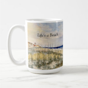 Aquarell-Strand, das Leben ist ein Strand, Kaffeet Kaffeetasse