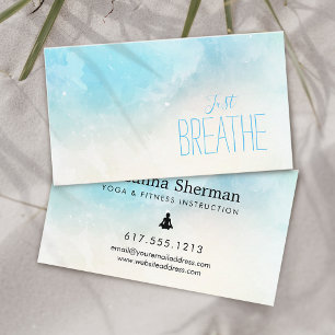Aquarell Strand Einfach Atmen Yoga und Wellness Visitenkarte