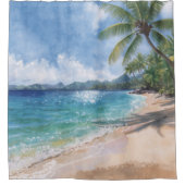 Aquarell Strand Hawaii Duschvorhang (Vorderseite)
