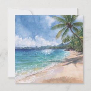 Aquarell Strand Hawaii Flachkarte