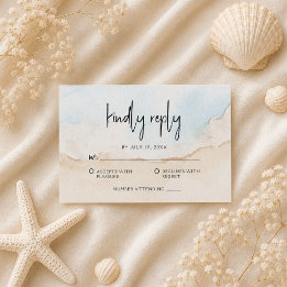 Aquarell-Strand Hochzeit am Strand Sommerhochzeit RSVP Karte