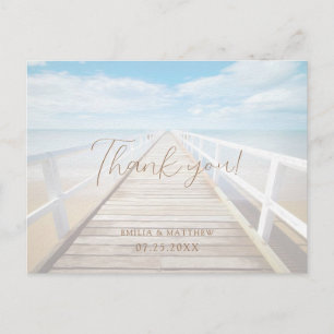 Aquarell-Strand-Hochzeit-Dankeschön-Postkarte Postkarte
