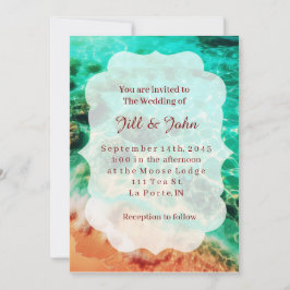 Aquarell-Strand-Hochzeit-Jakobsmuschel-Karten Einladung