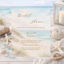 Aquarell-Strand-Küsten-Brautabschiedseinladung