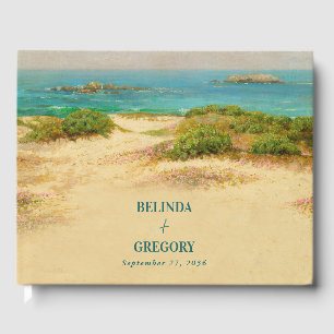 Aquarell-Strand-Küsten-Hochzeitsdestination Gästebuch