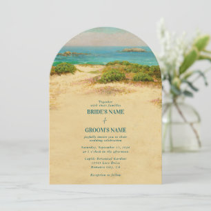 Aquarell-Strand-Küstenbogen-Hochzeit Einladung