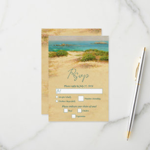 Aquarell-Strand-Küstenhochzeit RSVP Karte