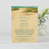 Aquarell-Strand-Küstenhochzeits-Itinerary Programm (Stehend Vorderseite)