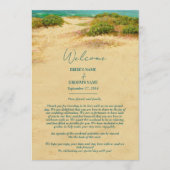 Aquarell-Strand-Küstenhochzeits-Itinerary  Programm (Vorderseite)