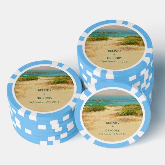 Aquarell-Strand Küstenhochzeitsziel Pokerchips (Stapel)
