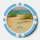 Aquarell-Strand Küstenhochzeitsziel Pokerchips (Vorderseite)