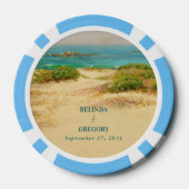 Aquarell-Strand Küstenhochzeitsziel Pokerchips (Rückseite)