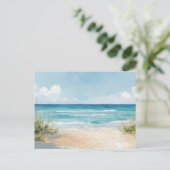 Aquarell Strand Küstenkunst Postkarte (Stehend Vorderseite)