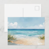 Aquarell Strand Küstenkunst Postkarte (Vorne/Hinten)