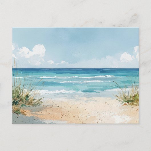Aquarell Strand Küstenkunst Postkarte (Vorderseite)