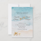 Aquarell Strand Muscheln Sand Hochzeit Einladung (Vorderseite)