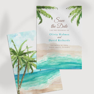 Aquarell Strand & Palmen Hochzeit Save The Date