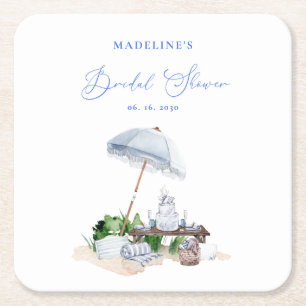 Aquarell Strand Picknick Brautparty Rechteckiger Pappuntersetzer