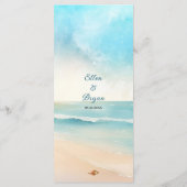 Aquarell-Strand-Ruder-Hochzeit Menükarte (Rückseite)