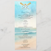 Aquarell-Strand-Ruder-Hochzeit Menükarte (Vorderseite)