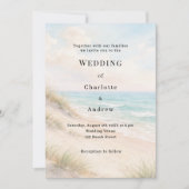 Aquarell-Strand-Sanddünen-Hochzeit Einladung (Vorderseite)