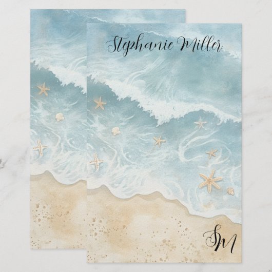 Aquarell-Strand-Schreibwaren  Briefpapier (Vorne/Hinten)