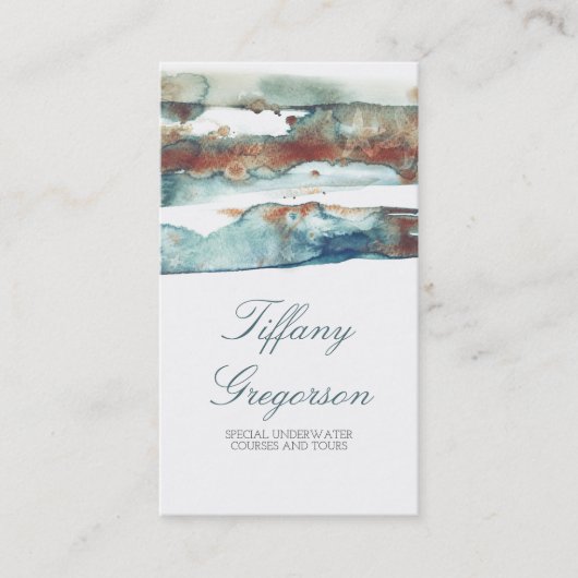 Aquarell-Strand-Spritzen-moderner tropischer Ozean Visitenkarte (Vorderseite)