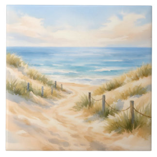 Aquarell Strand und Ozean Illustration Fliese