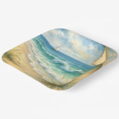 Aquarell Strand und Segelboot Pappteller (Gewinkelt)