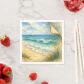 Aquarell Strand und Segelboot Serviette (Beispiel)