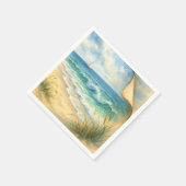 Aquarell Strand und Segelboot Serviette (Ecke)