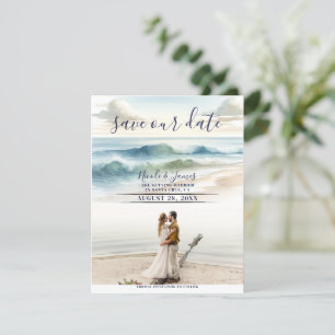 Aquarell Strand Wellen Küste Save the Date Foto Einladung