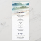 Aquarell Strand Wellen Küstenhochzeitsprogramm Programm (Rückseite)