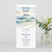 Aquarell Strand Wellen Küstenhochzeitsprogramm Programm (Stehend Vorderseite)