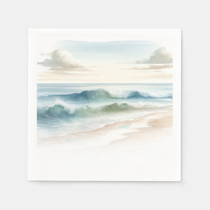 Aquarell Strand Wellen Rustikale Küstenhochzeit Serviette