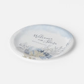 Aquarell-Strand Willkommen am Ufer-Abendessen Pappteller (Schrägansicht)