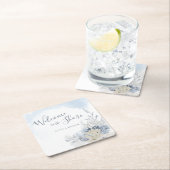 Aquarell-Strand Willkommen am Ufer Abendessen Rechteckiger Pappuntersetzer (Vor Ort)