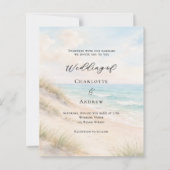 Aquarell-Stranddünen-Hochzeitseinladung (Vorderseite)