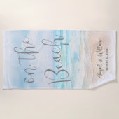 Aquarell Strandhochzeit Strandtuch (Vorderseite)