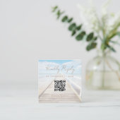 Aquarell-Strandhochzeits-Scan-Code-RSVP Begleitkarte (Stehend Vorderseite)