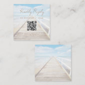 Aquarell-Strandhochzeits-Scan-Code-RSVP Begleitkarte (Vorne/Hinten)