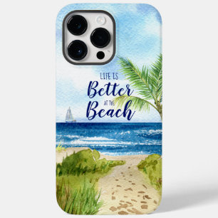Aquarell-Strandszene Das Leben ist besser am Stran Case-Mate iPhone 14 Pro Max Hülle